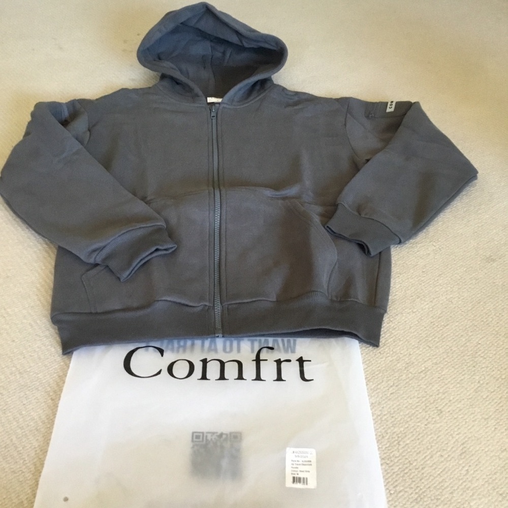 Mens Comfrt  Gray Full-Zip Hoodie - Unbranded